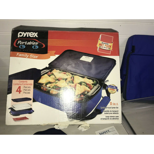 PYREX PORTABLES 2 QT GLASS BAKING DISH w/ LID & INSULATED BAG