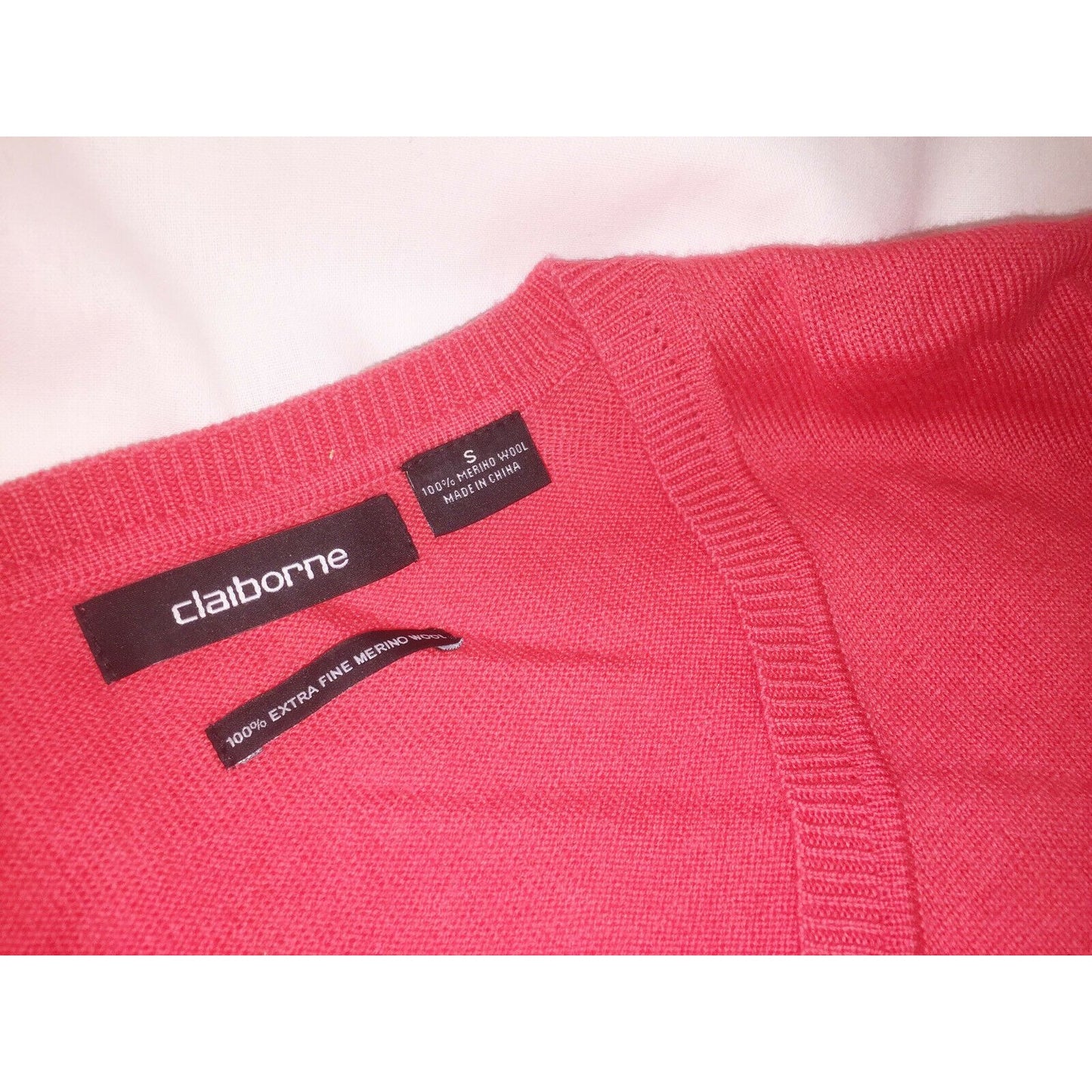 LIZ CLAIBORNE Women's Coral Pink MERINO WOOL Sweater Size Small