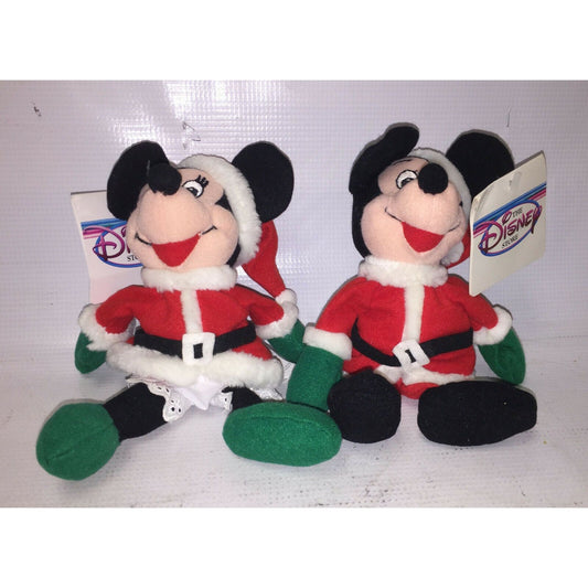 Disney Store Mrs Claus MINNIE Santa MICKEY MOUSE 8" Mini Bean Bag