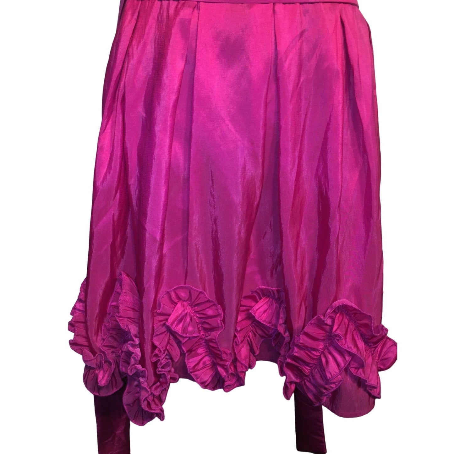 Pretty Hot Pink Party Dress / Evening Dress - Sleeveless with fitting waist and Ruffled Bottom