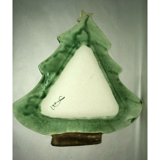 Festive CHRISTMAS TREE Ceramic Holiday Dish -STAR on Top Serving