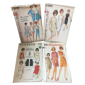 Set of (4) Vintage Sewing patterns - Dresses, tops, outfits - Simplicity & Butterick - Make Your Own Clothes