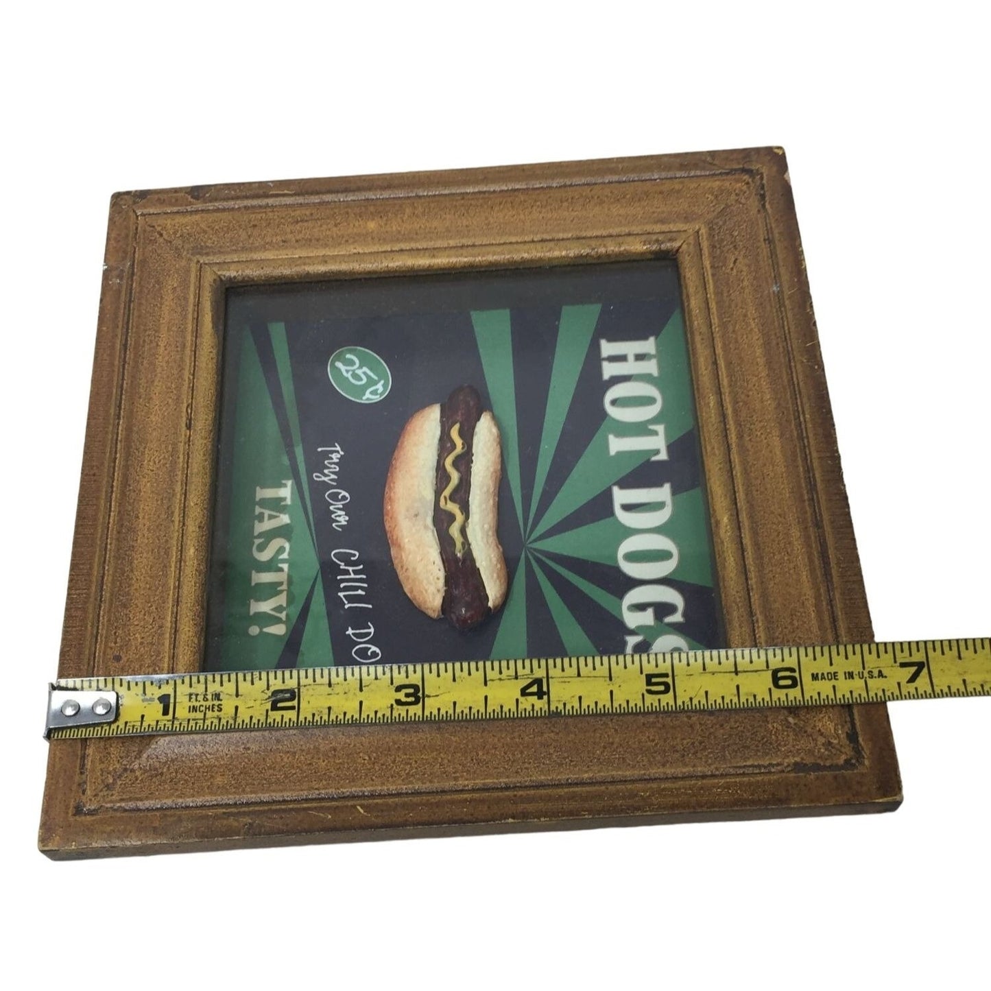 Hot Dogs Tasty! Try Our Chili Dogs! 25 C Framed Vintage advertising Art 6.75" Tall