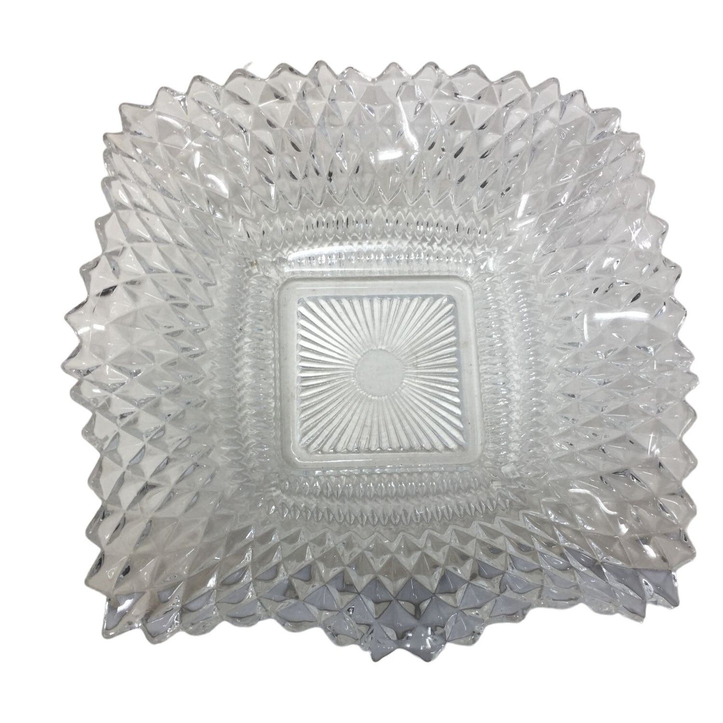 Pretty Diamond Pattern Serving Dish 7" Square with Scalloped Rippling Edges