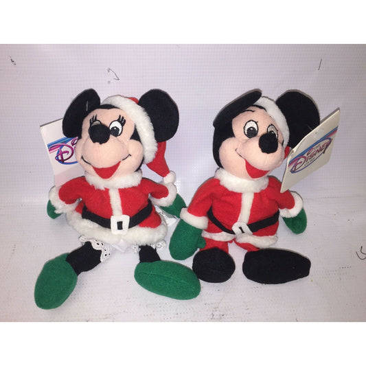 Disney Store Mrs Claus MINNIE Santa MICKEY MOUSE 8" Mini Bean Bag