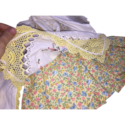 Unique Handmade Vintage Costume / Outfit with Yellow Bloomers, Detailed Apron, Headscarf & Detailing