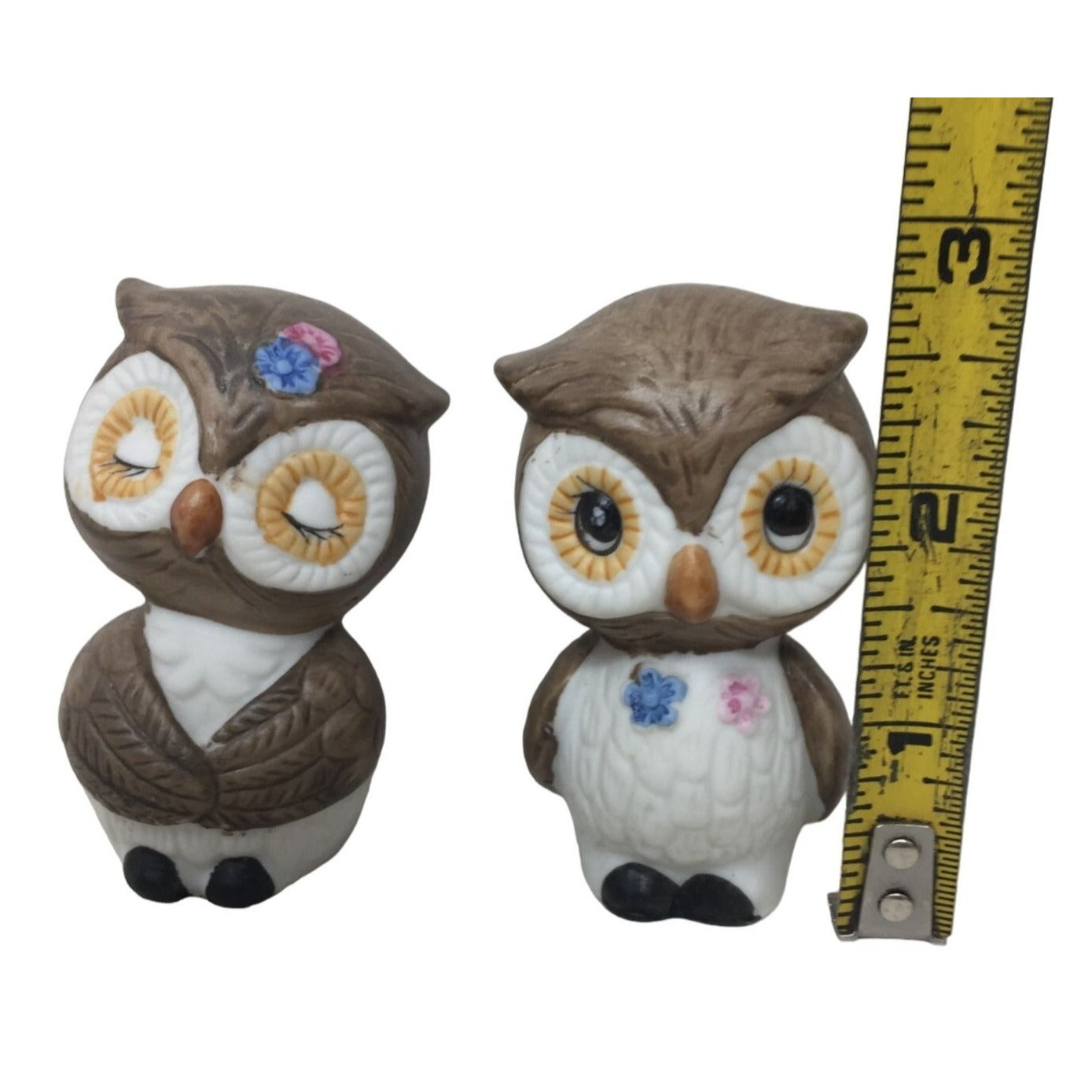 Cute Owl Salt and Pepper Shaker Set - Big eyed Pair of Ceramic Shakers