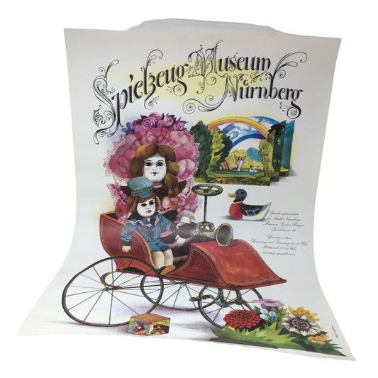 Dolls in Carriage. Spielzeug Museum Nurnburg (Nuremburg) Vintage 1970-1980s Poster - approx 23.5" x 33"