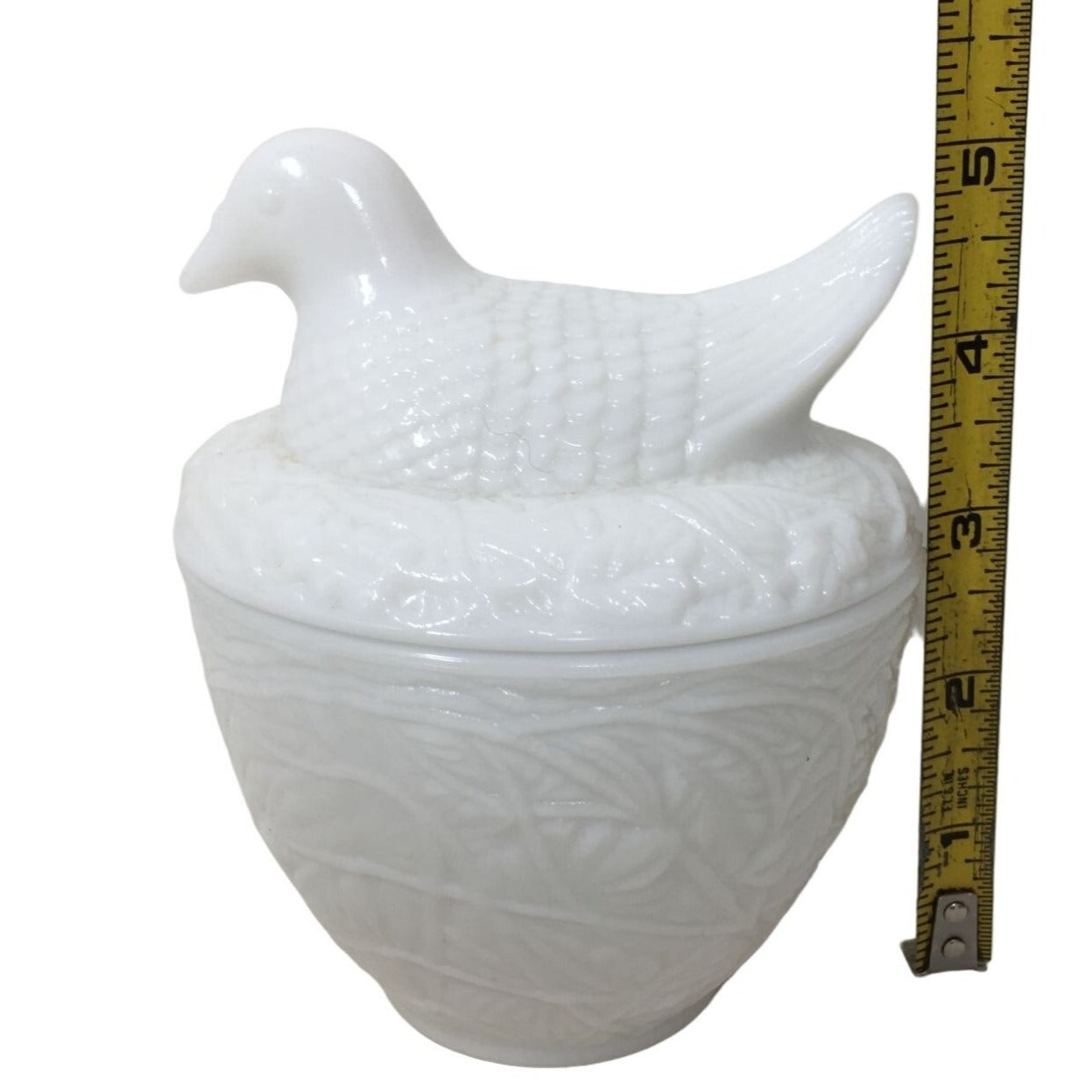 Vintage AVON White Milk Glass "Hen on Nest" Trinket Dish / container