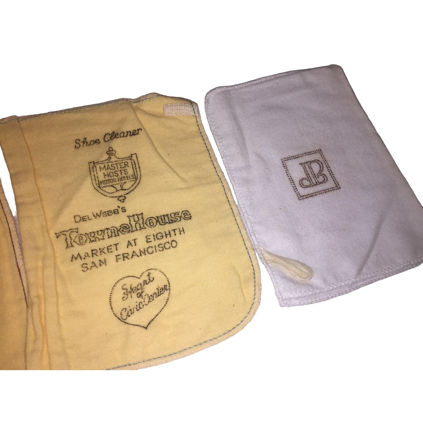 Set of (4) vintage International Hotel Shoe Shine Cloths / Mitts - Hard to Find Collectible Travel Souvenir Memorabilia