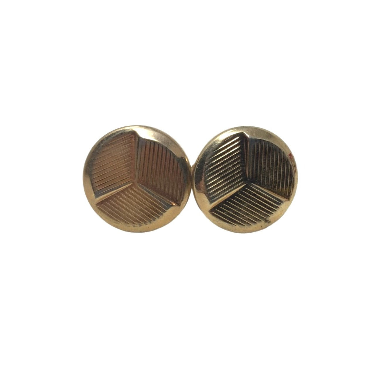 Gold Tone Cufflinks - Segmented with lines - Mens Cufflinks