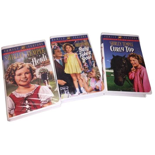 Box Set of 3 Shirley Temple VHS Movies 'Heidi' 'Baby Take a Bow' 'Curly Top' - Vintage Family Movies Fox Video A+ Stuff