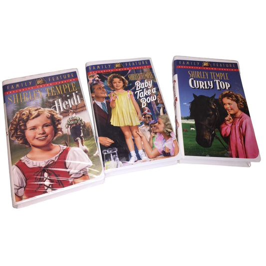 Box Set of 3 Shirley Temple VHS Movies 'Heidi' 'Baby Take a Bow' 'Curly Top' - Vintage Family Movies