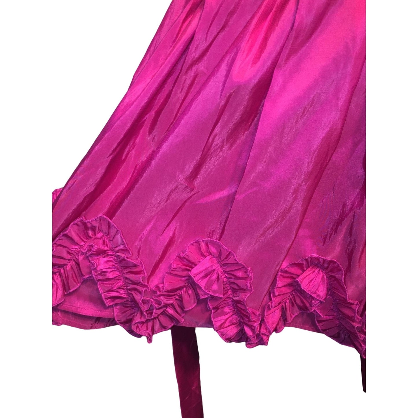 Pretty Hot Pink Party Dress / Evening Dress - Sleeveless with fitting waist and Ruffled Bottom