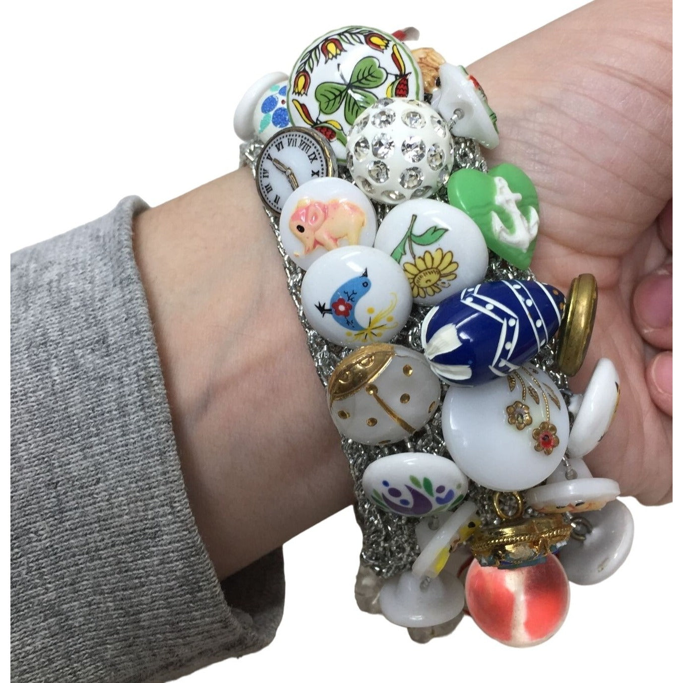 Crazy Button Bracelet - Fun Unique Buttons on Stretchy One Size Bracelet