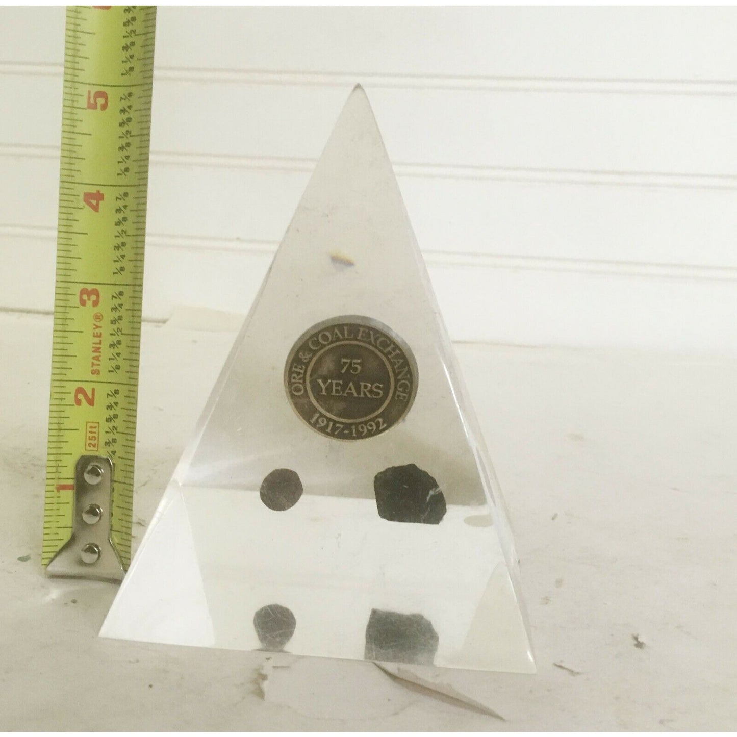 ORE & COAL EXCHANGE 75th Anniversary PYRAMID Paperweight Souvenir