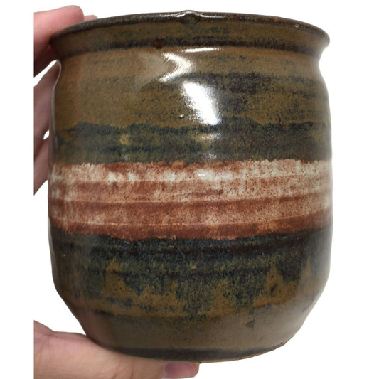 Pretty Stoneware Crock or Jar - Could hold candle, pens, misc, or use as vase - Nice RUstic CountryStyle