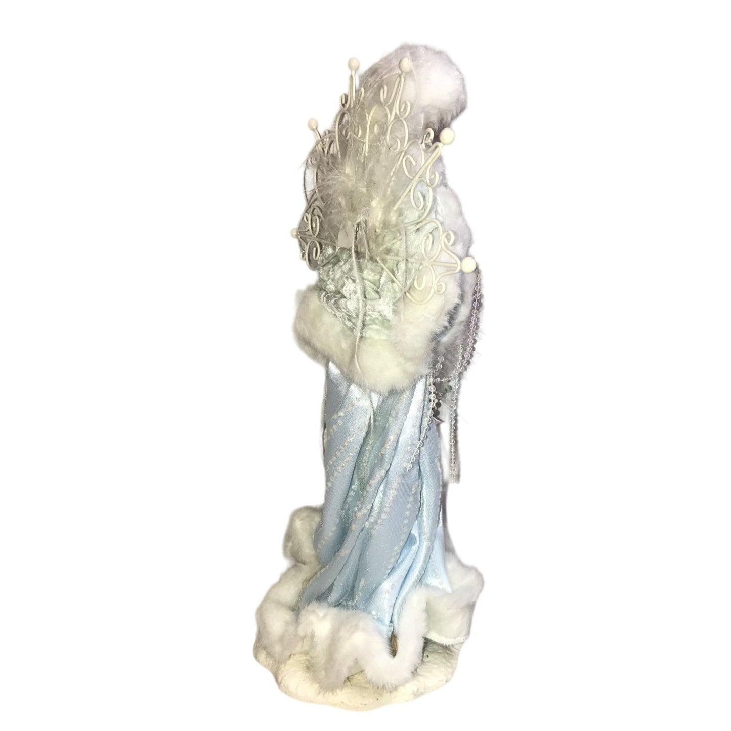 Beautiful Holiday Woman / Angel Decor - Blue and white Ice Angel Christmas Decor Faux Fur Edging