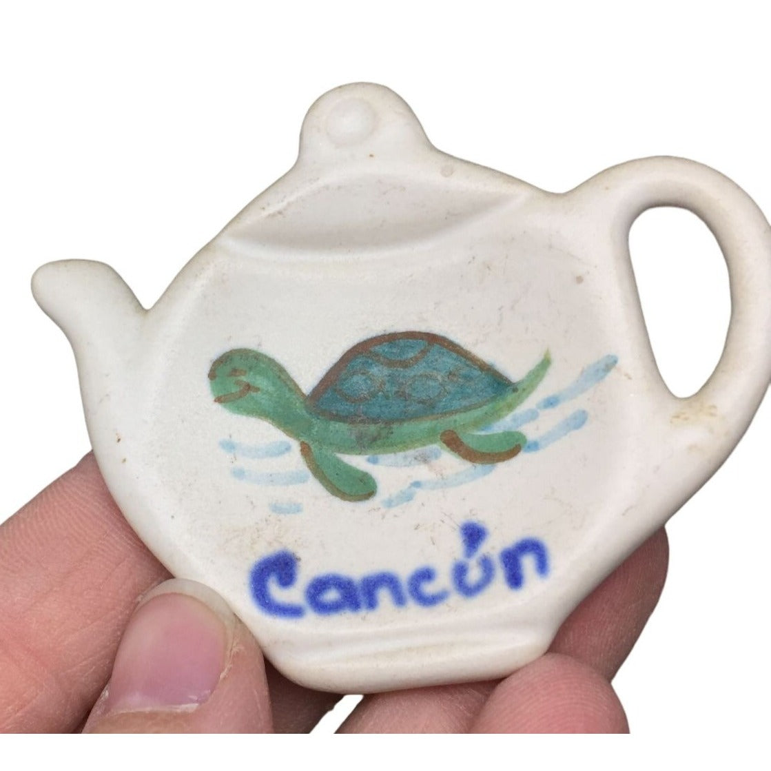 Teapot with Turtle CANCUN Souvenir Teabag Holder - Cancun Mexico, Tea Drinkers Accessory