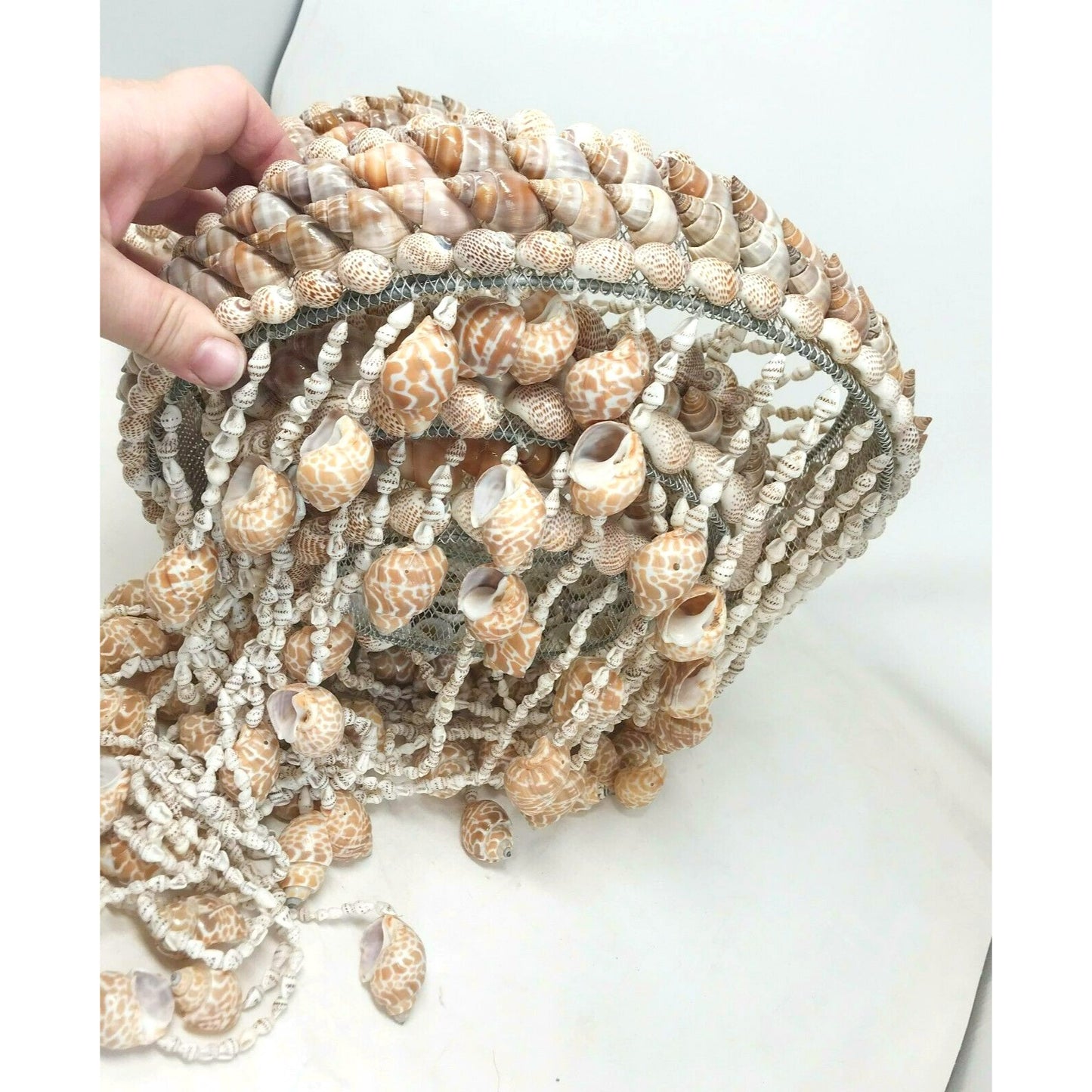 Vintage SEASHELL WIND CHIME Boho Nautical Chandelier Style Needs Repair