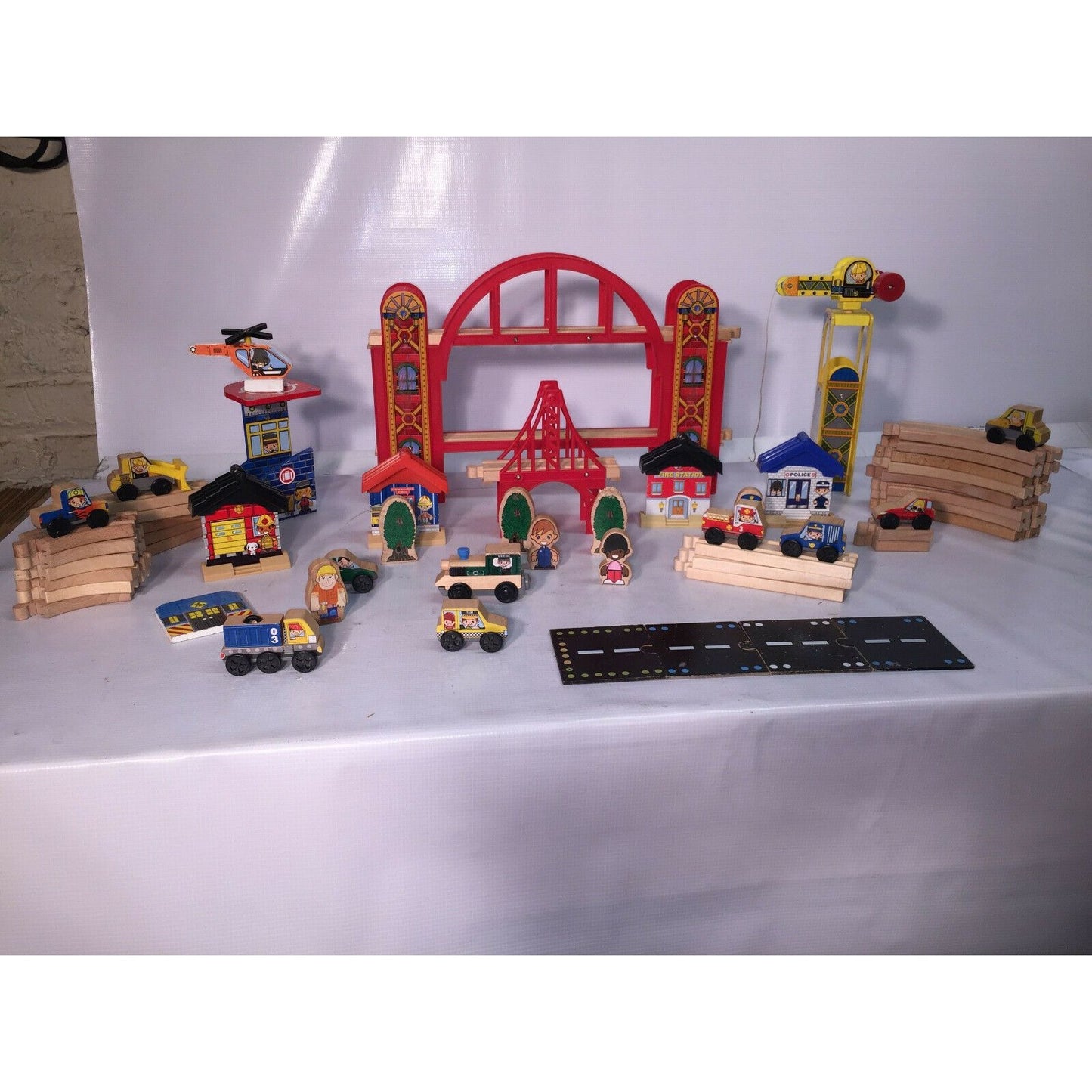 KidKraft Wooden City Playset - Vehicles, Bridge, Helicopters, Roads