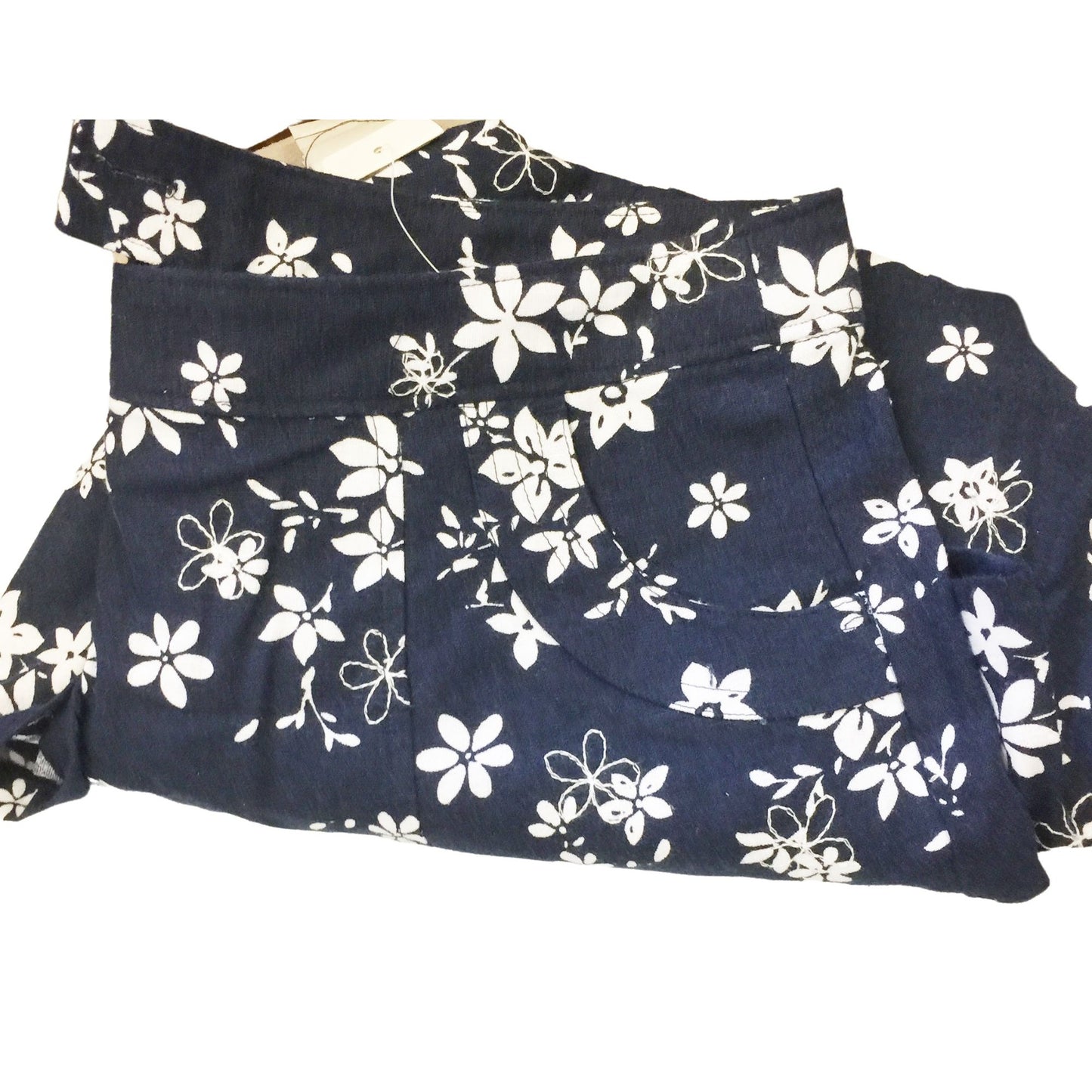 Christopher & Banks Womens Size 6 Blue Calf-Length Skirt with White Floral Pattern