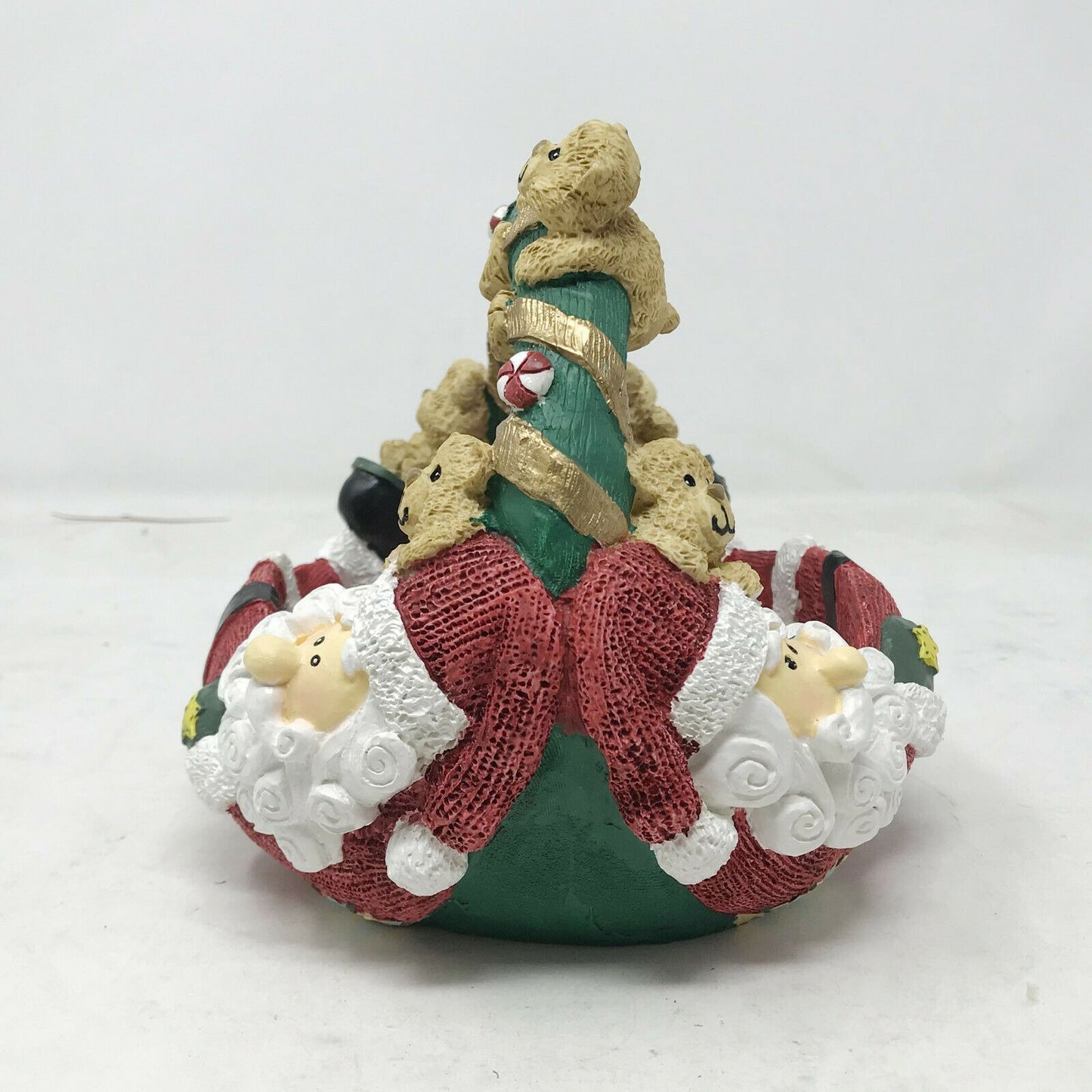 DEPARTMENT 56 Resin Basket or Bowl SANTA CLAUS w Teddy Bears FUN