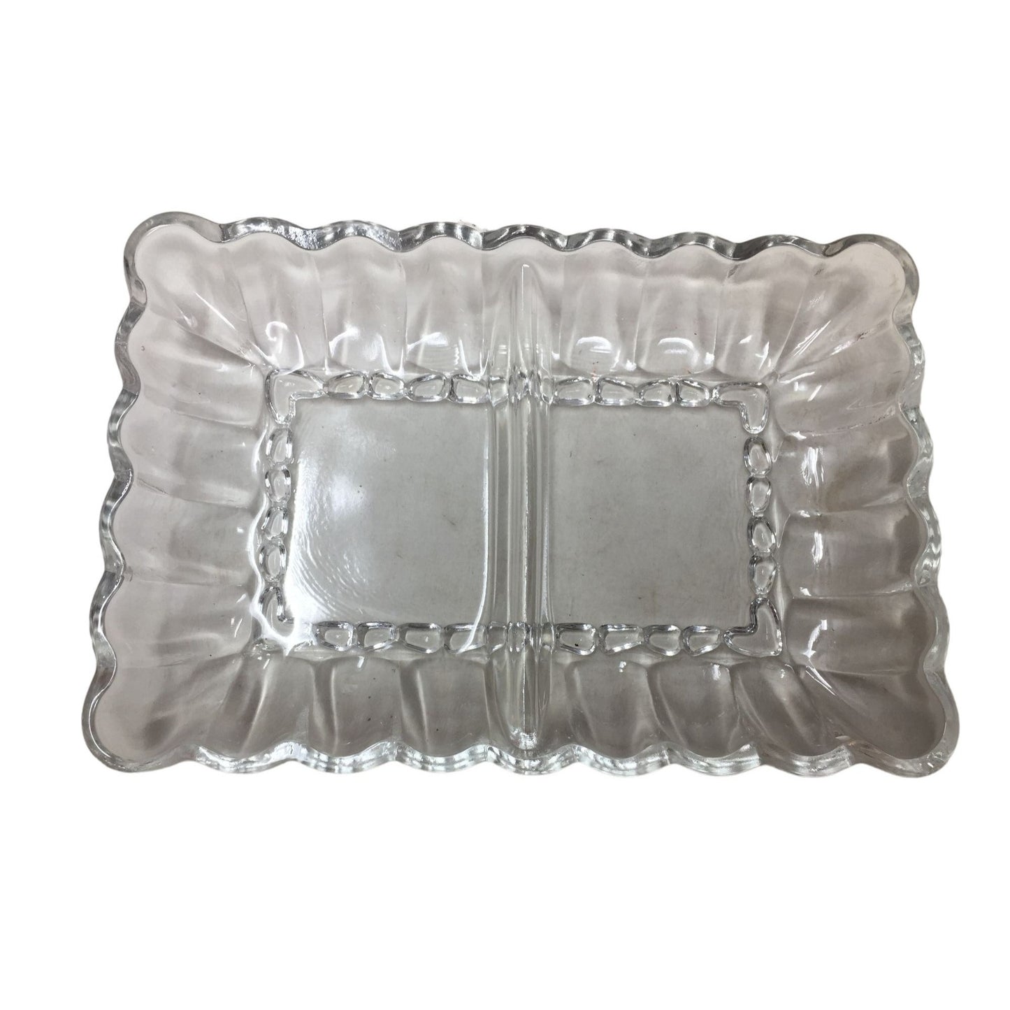 Fancy Crystal Segmented Dish - Pretty Pattern -