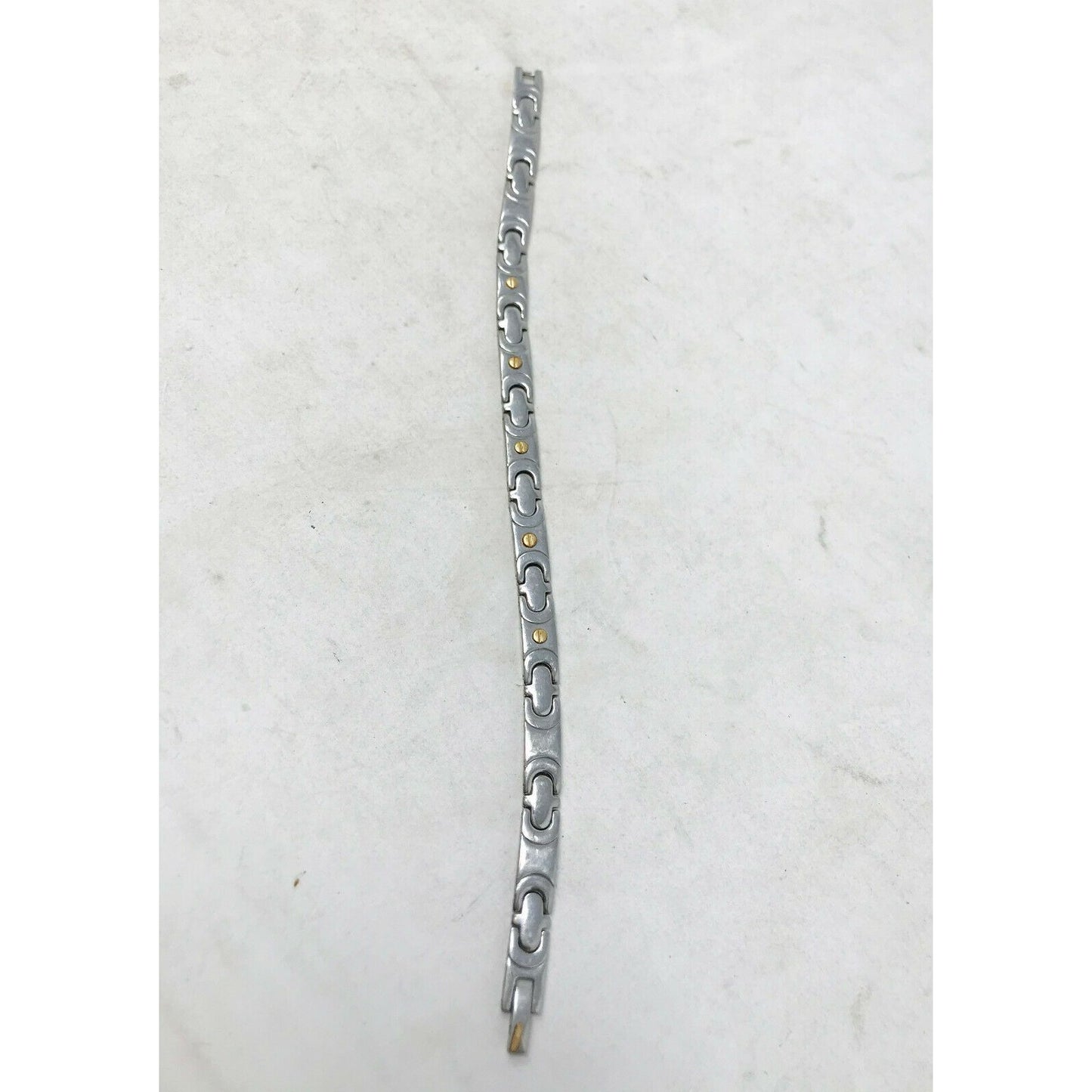 MENS 2 tone Stainless Steel BRACELET Approx 8" Long Simple Design