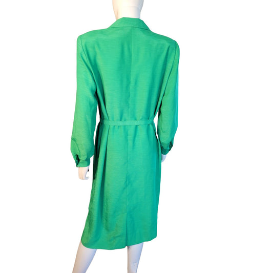 Vintage HENRY LEE Women's Green Double Breasted Belted Jacket Dress