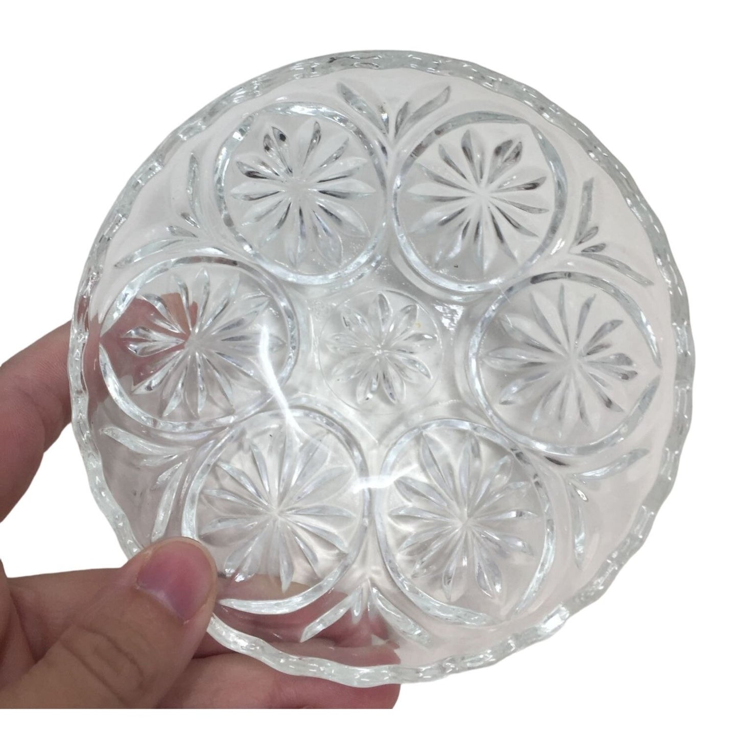 Pretty Crystal Bowl or Dish - Appprox 6" Diameter - detailed fancy dishes