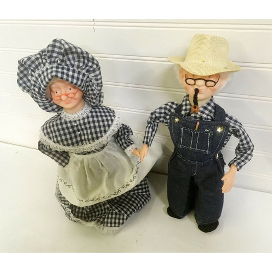 `Vintage GRANNY & GRANDPA Dish Soap Bottle Dolls COUNTRY Farmer