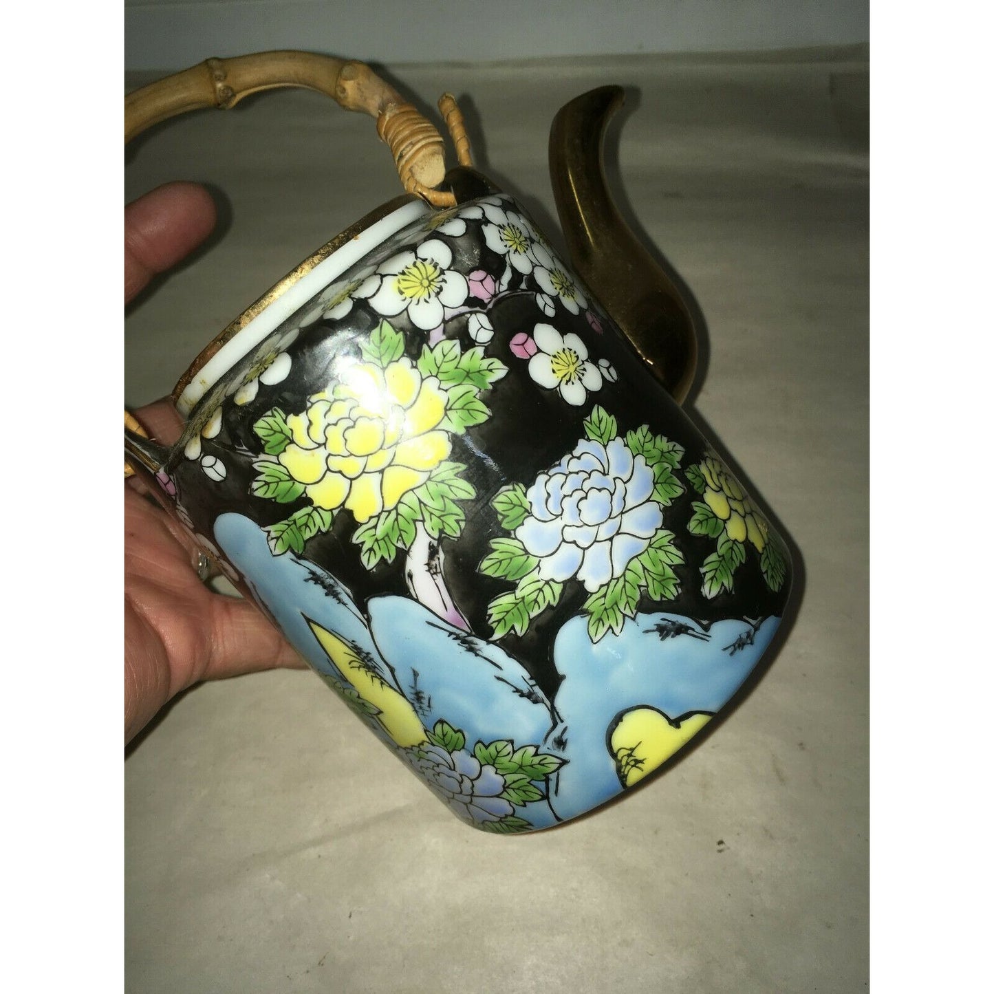 Vintage Japanese Style TEAPOT with BAMBOO handle - Asian Tea -