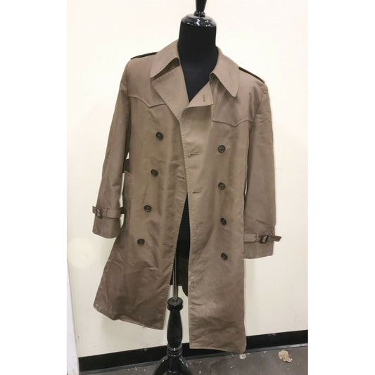 Vtg LONDON FOG Mens Tan Lined Trench Coat Double Breasted Size 42