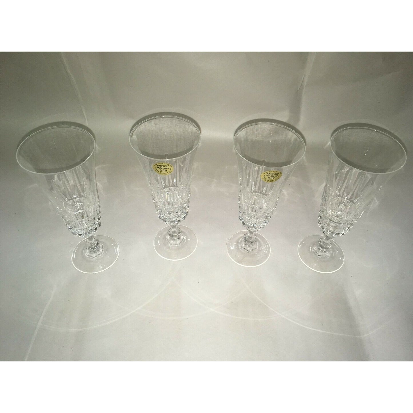 Vintage CRISTAL d'ARQUES - Taille- 4 Cut Glass CHAMPAGNE FLUTES