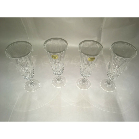 Vintage CRISTAL d'ARQUES - Taille- 4 Cut Glass CHAMPAGNE FLUTES