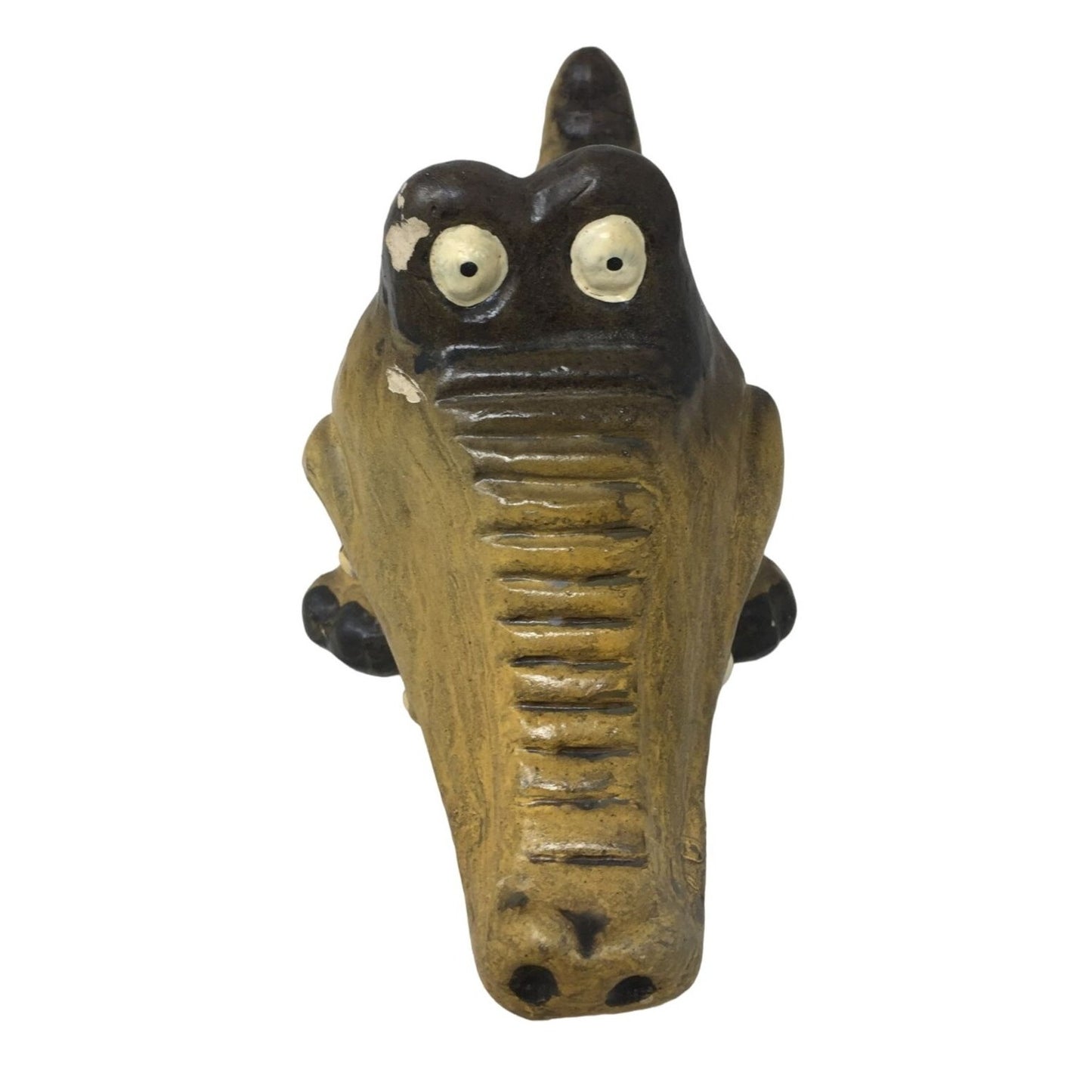 Vintage Big Eyes Ceramic Alligator Bank - Cute Retro Find!