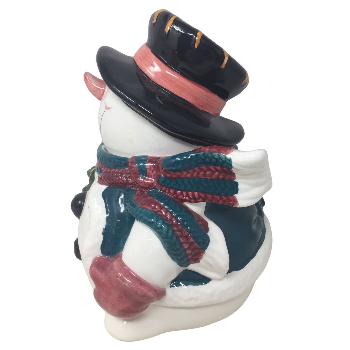 Fun and Festive Smiling Ceramic SNOWMAN COOKIE Jar - Great Holiday Kitchen Decor