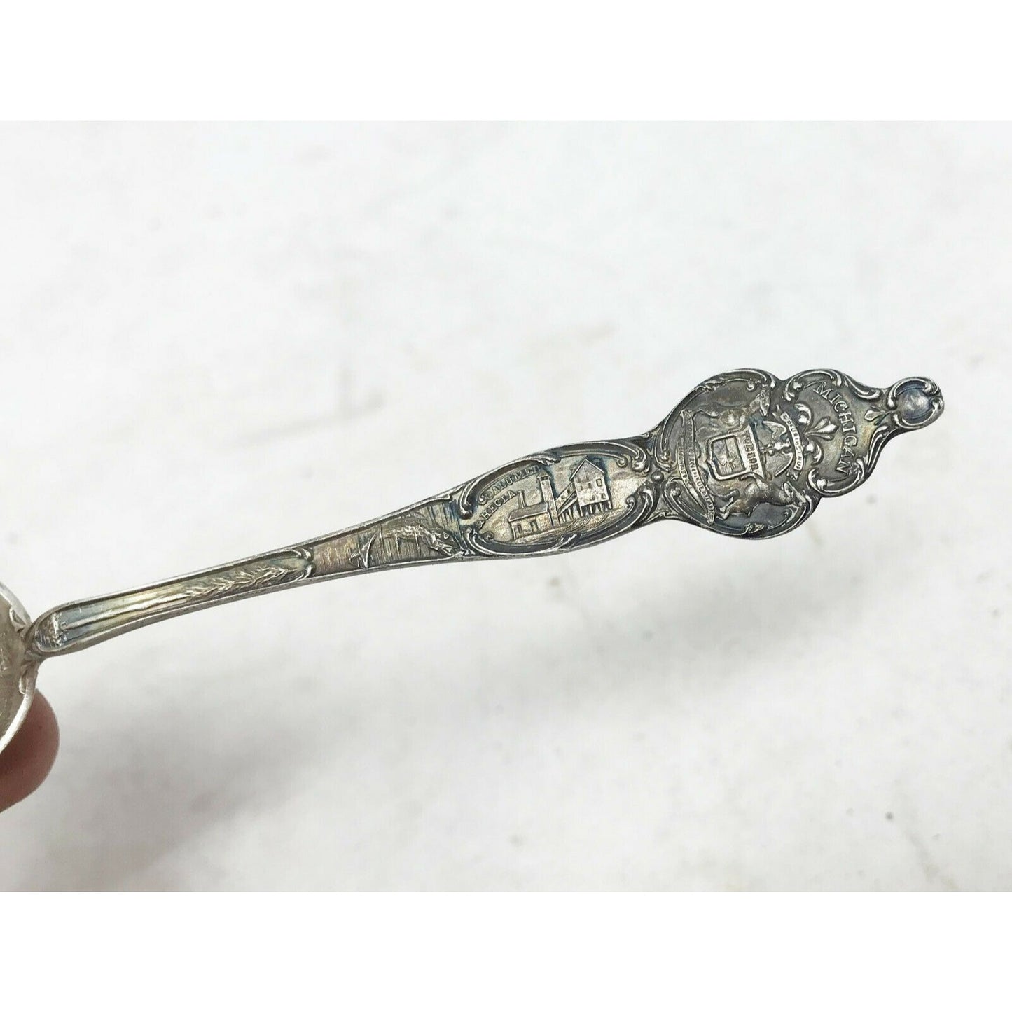 DETROIT HARBOR  Exceptional STERLING Souvenir Spoon .93 ounce