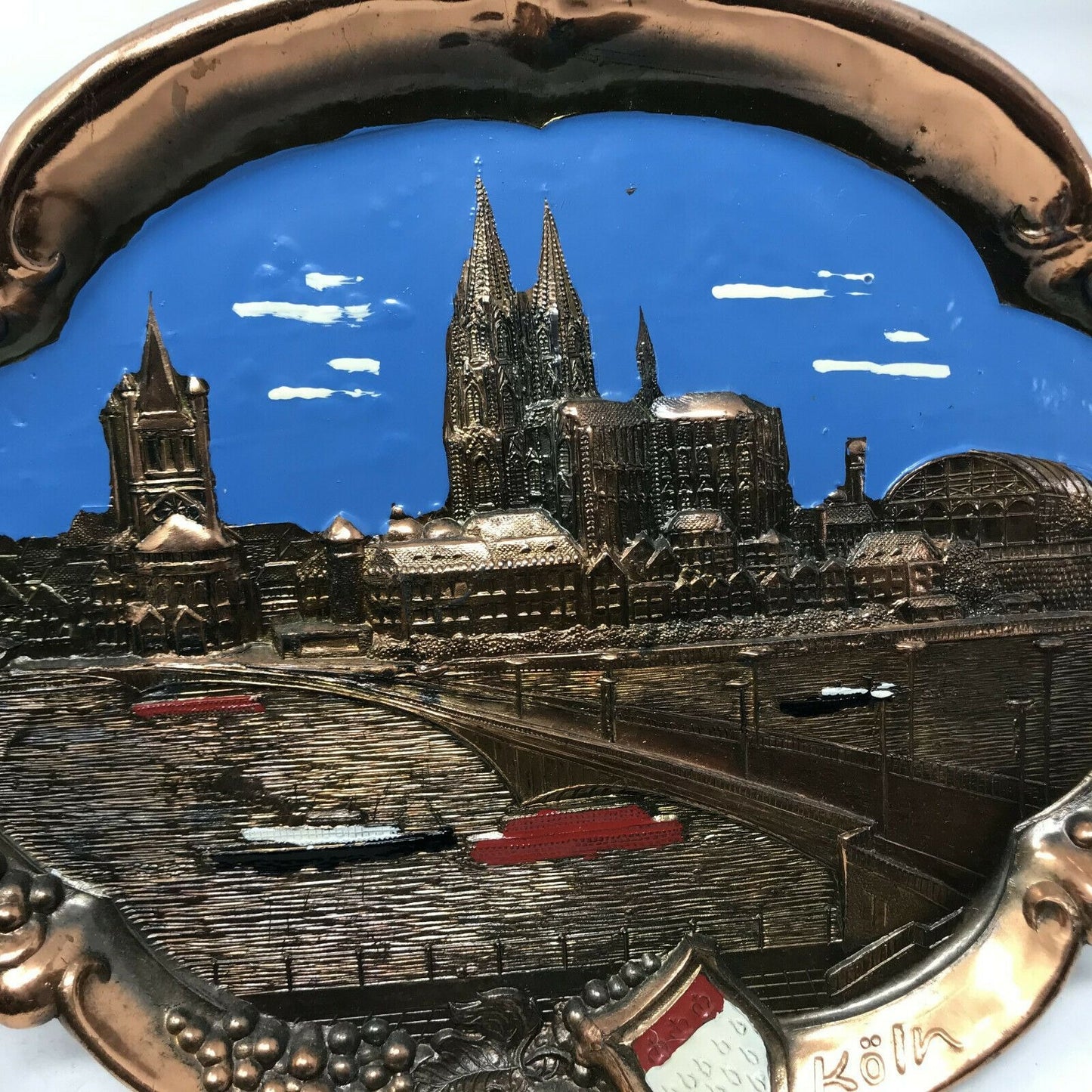 KOLN, GERMANY  Copper tone Hanging Painted relief City Souvenir