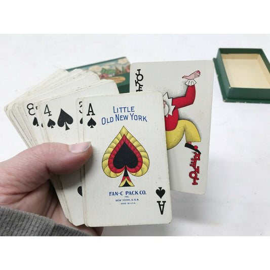 LITTLE OLD NEW YORK (Broadway) Vtg Playing Cards w Case Fan-C Pack