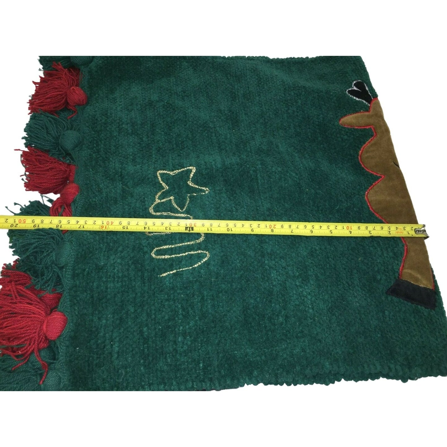 Red & Green Tasseled REINDEER RUG Rudolph the Red Nosed Reindeer