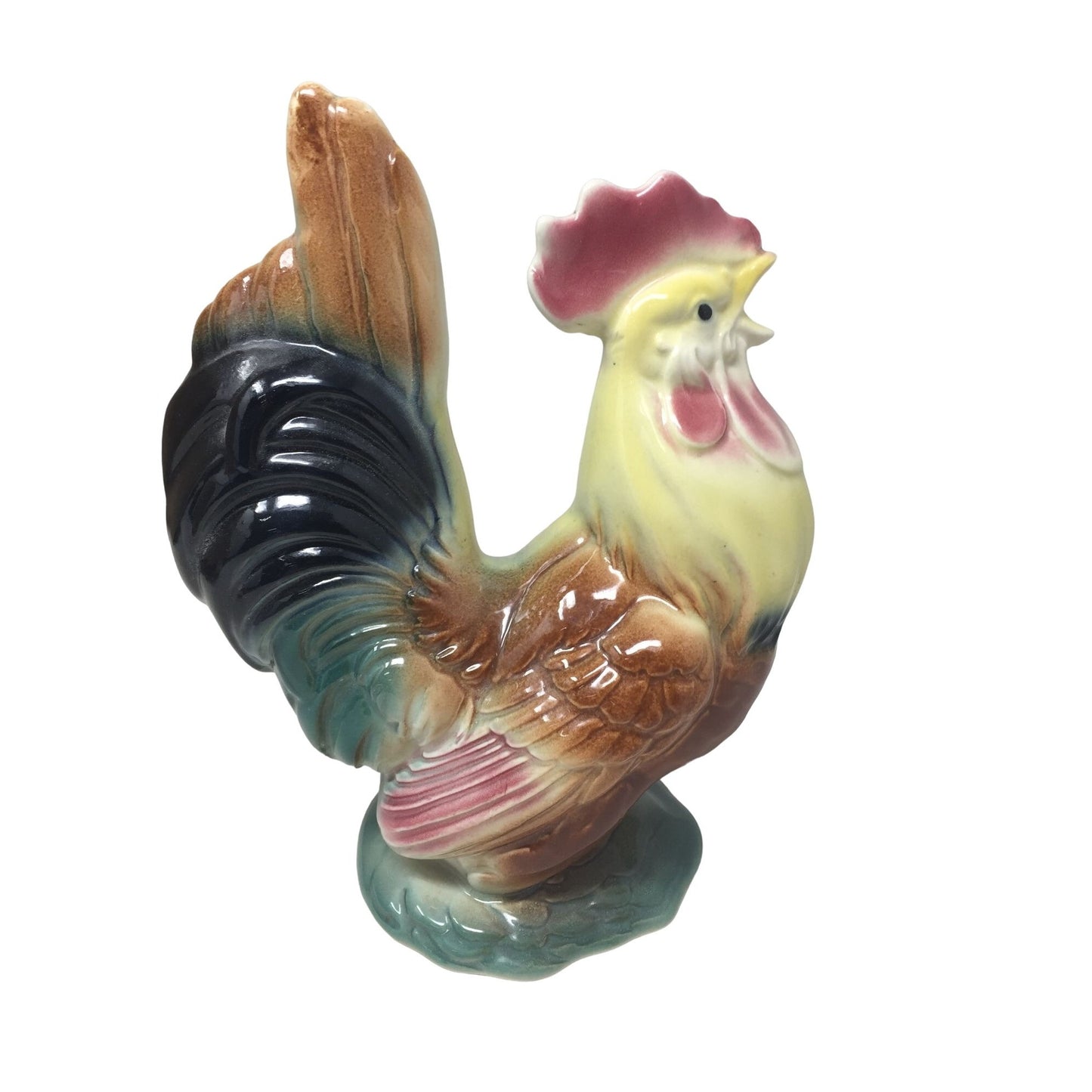 Vintage Rooster Figurine Royal Copely Possibly? - Yellow, Red, Green, Brown