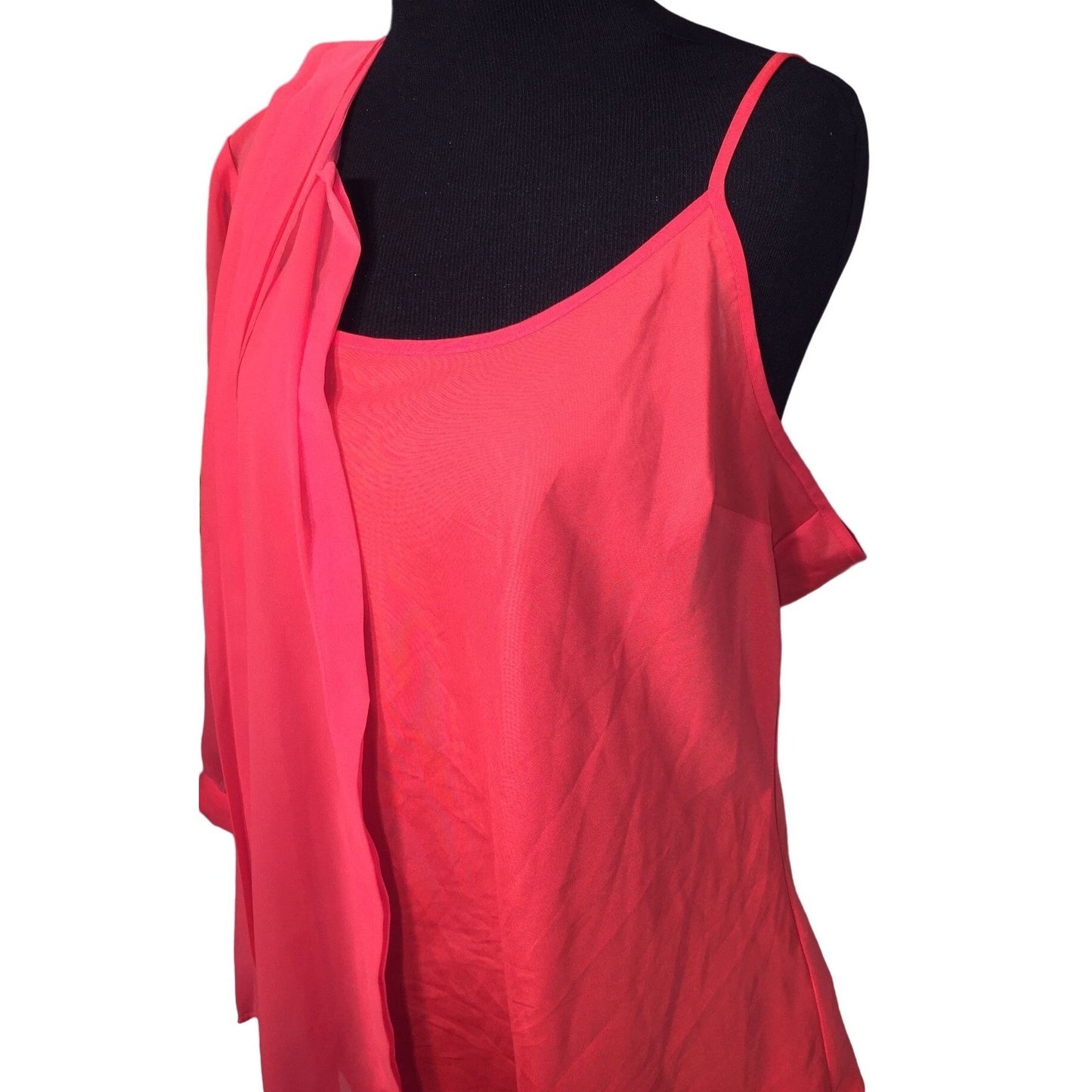 Worthington Coral Pink Cami and sheer blouse with scarf attached Set