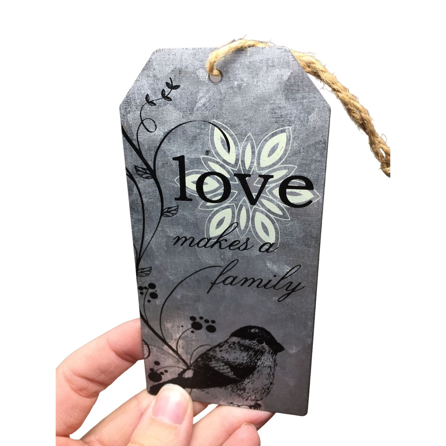 Love Makes a Family metal Bookmark with Sparrow and foliage