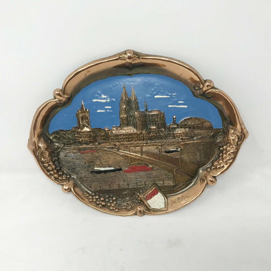 KOLN, GERMANY  Copper tone Hanging Painted relief City Souvenir