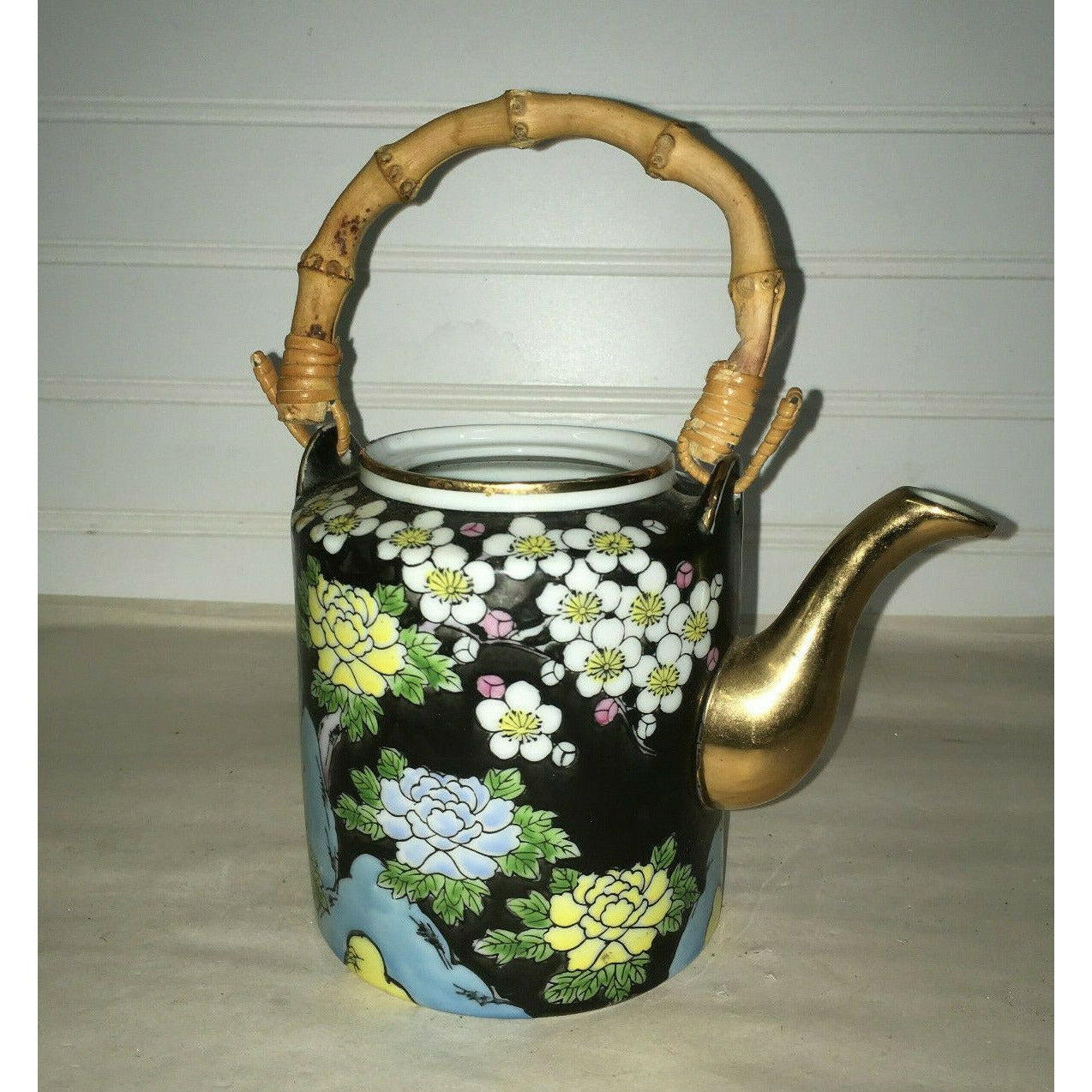 Vintage Japanese Style TEAPOT with BAMBOO handle - Asian Tea -