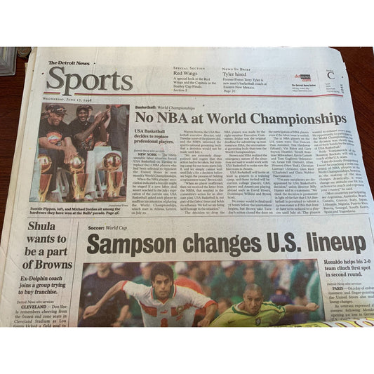 THE DETROIT NEWS  June 17, 1998 OURS AGAIN REDWINGS STANLEY CUP Champs