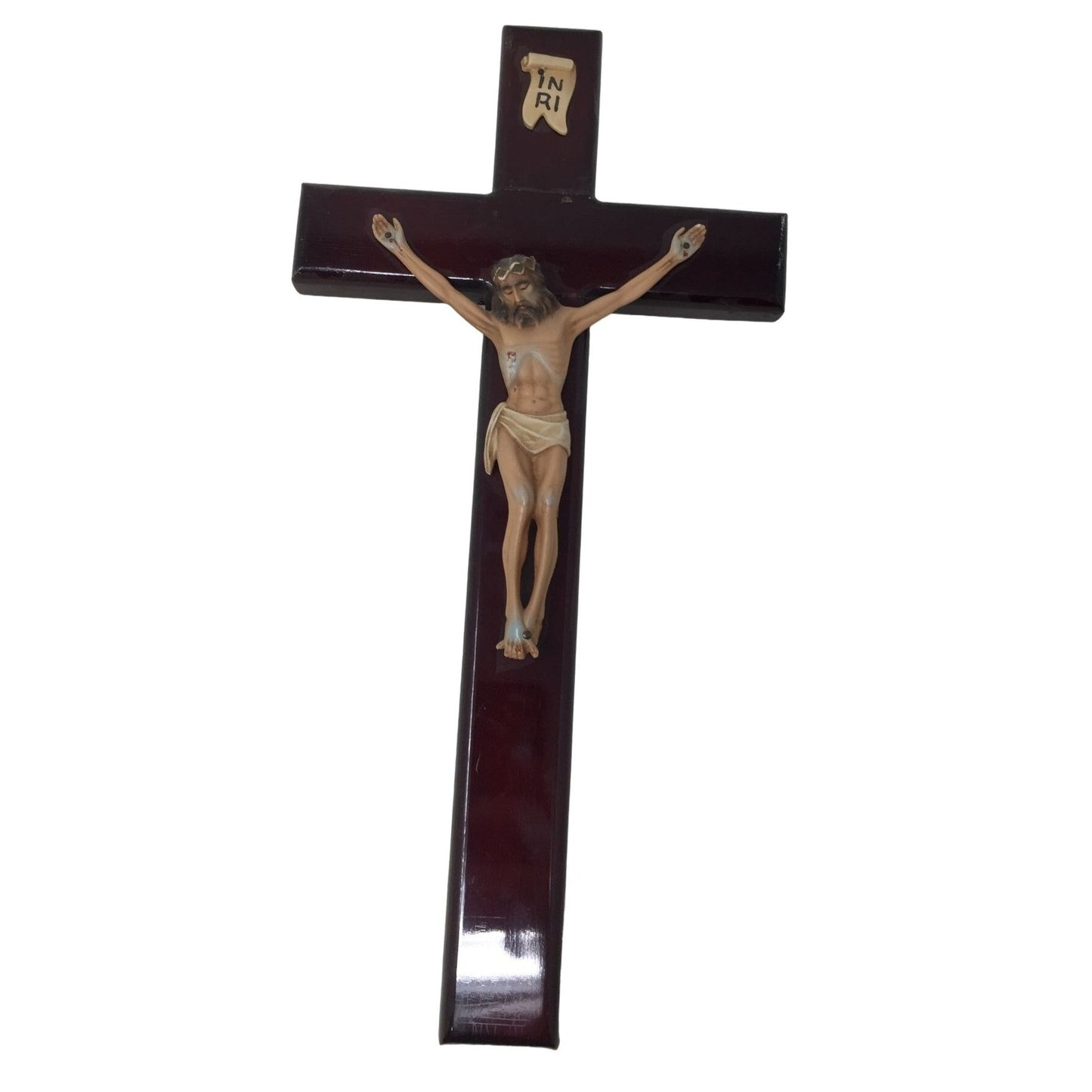 Vintage INRI Wooden Jesus on Cross Religious - Religious Christian  Piece