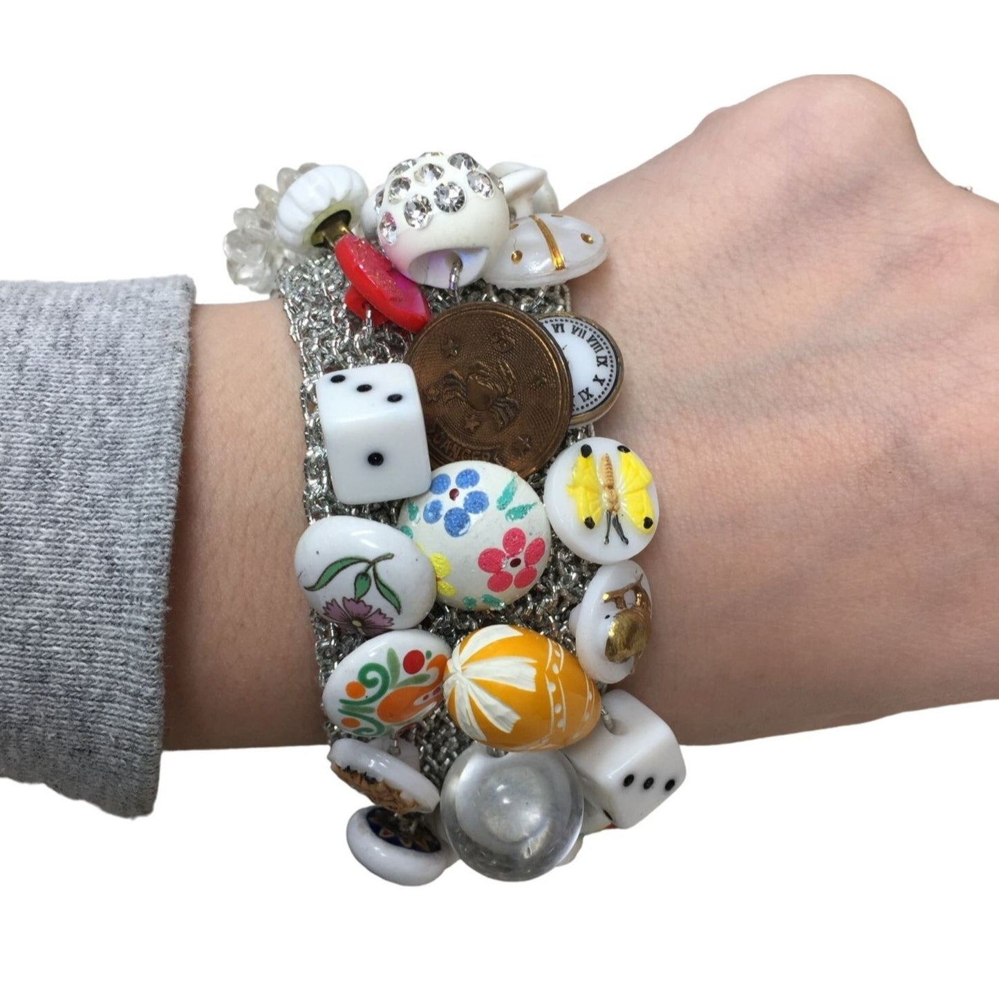 Crazy Button Bracelet - Fun Unique Buttons on Stretchy One Size Bracelet